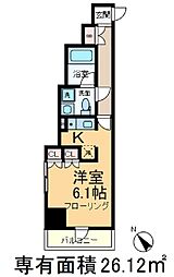 ルクシェール王子 1Kの間取図画像