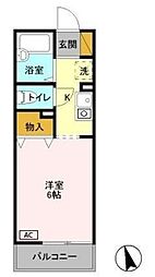 アローンヒルズ 1Kの間取図画像