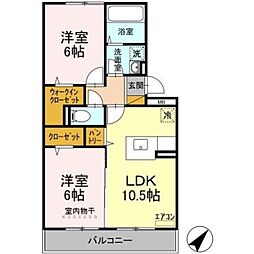 プロスペリティ 3階2LDKの間取り