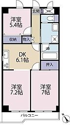 コモド相模原 3DKの間取図画像