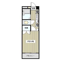 ランドスケープ高島平 2階1Kの間取り