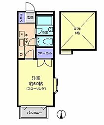 リルパイン越谷A棟 1Kの間取図画像