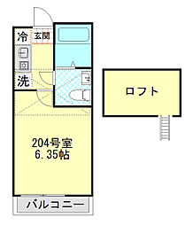 コムフィ杉田 2階1Kの間取り