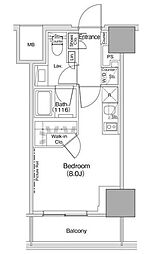 ザ・パークハビオ荏原中延駅前 ワンルームの間取図画像