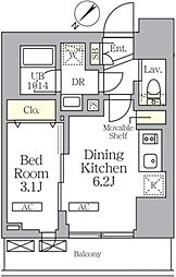 プライムガーデン大森 7階1DKの間取り