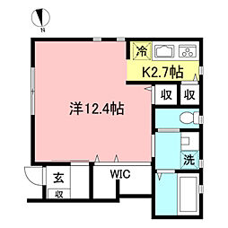 グリーンハウス 1Kの間取図画像