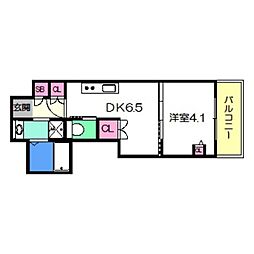 クローバーグランデ我孫子 1DKの間取図画像