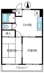 サン新井第一ビル 2DKの間取図画像