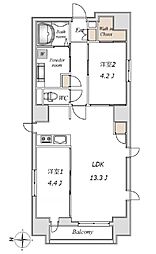 ライブフラット錦糸町 7階2LDKの間取り