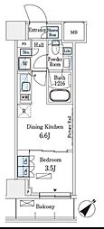 パークアクシス横浜伊勢佐木町通り 1DKの間取図画像
