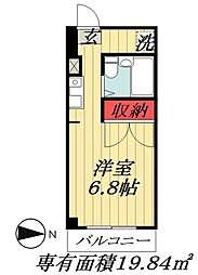 ドエル西船 ワンルームの間取図画像