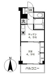 リヴェール中村 1Kの間取図画像