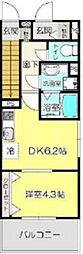 清瀬市松山2丁目アパート 1DKの間取図画像