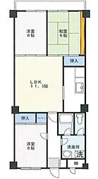 ライオンズマンションロワイヤル北小金 4階3LDKの間取り