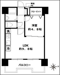 マリンシティダイヤモンドパレス 1LDKの間取図画像