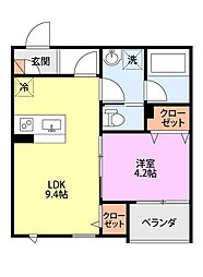 ミルズグランディール愛宕 1LDKの間取図画像