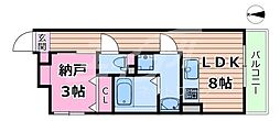 おおさか東線 放出駅 徒歩9分の賃貸マンション 3階1LDKの間取り
