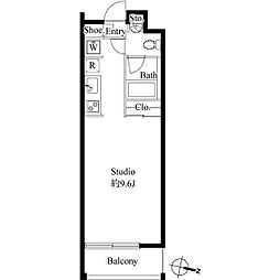 グレンパーク秋葉原イースト 10階ワンルームの間取り