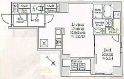 アイルプレミアム月島 5階1LDKの間取り