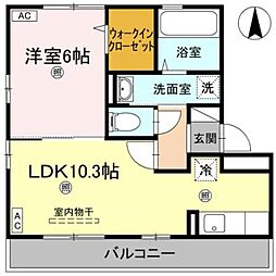 リビングタウン北川添B 1LDKの間取図画像