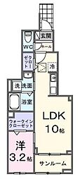 ソレイユ 1階1LDKの間取り