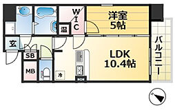 ダイドーメゾン神戸元町 11階1LDKの間取り
