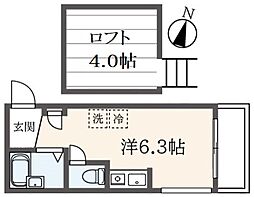 Ｌｕｍｉｎｏｕｓ　Ｓｅｎｇａｗａ 2階ワンルームの間取り