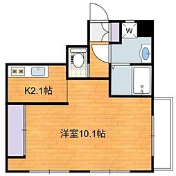 ガーデンビィラ参番館 1Kの間取図画像