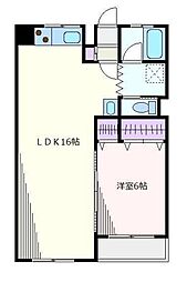 吉浜マンション 1LDKの間取図画像