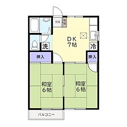 ポポロ谷合 2DKの間取図画像