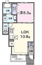 ミルト・ラフレシール 1階1LDKの間取り