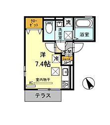 アルコウメキタ3 ワンルームの間取図画像