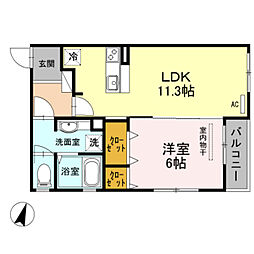 Flare・正雀 1LDKの間取図画像