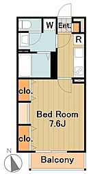 京王相模原線 京王堀之内駅 徒歩12分の賃貸マンション 2階1Kの間取り