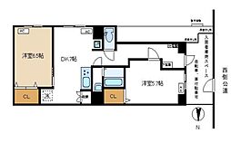 メゾンキクセイ 1階2DKの間取り