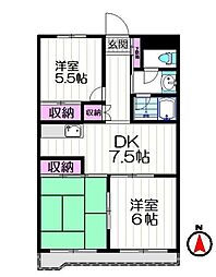越谷レジデンス 3DKの間取図画像