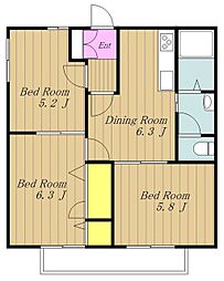 Ｍ−III 1階3DKの間取り
