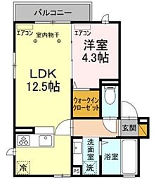 NK香取 2階1LDKの間取り