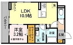 D-PALACE富士見 3階1LDKの間取り