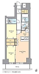 杉並区荻窪2丁目マンション 2LDKの間取図画像