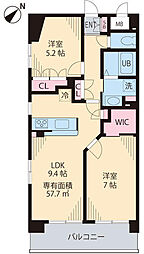 シモンズ中野 2LDKの間取図画像