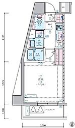 ジェノヴィア蒲田IIIスカイガーデン 5階1Kの間取り