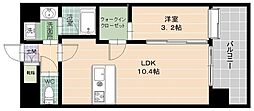エソラ西新 1LDKの間取図画像