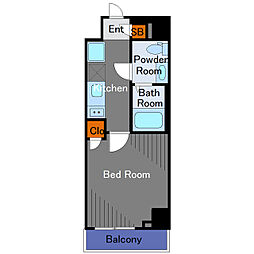 メイクス武蔵小杉II 1階1Kの間取り
