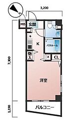 都営新宿線 浜町駅 徒歩6分の賃貸マンション 7階ワンルームの間取り