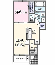 村山ベース 1LDKの間取図画像