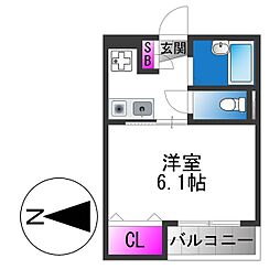 ポプルス1 1Kの間取図画像