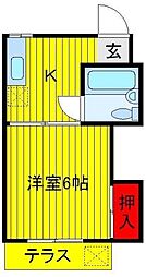 シャトン三山 1Kの間取図画像