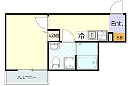エトワール大口 1Kの間取図画像