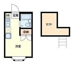 グレース南大沢B 2階ワンルームの間取り